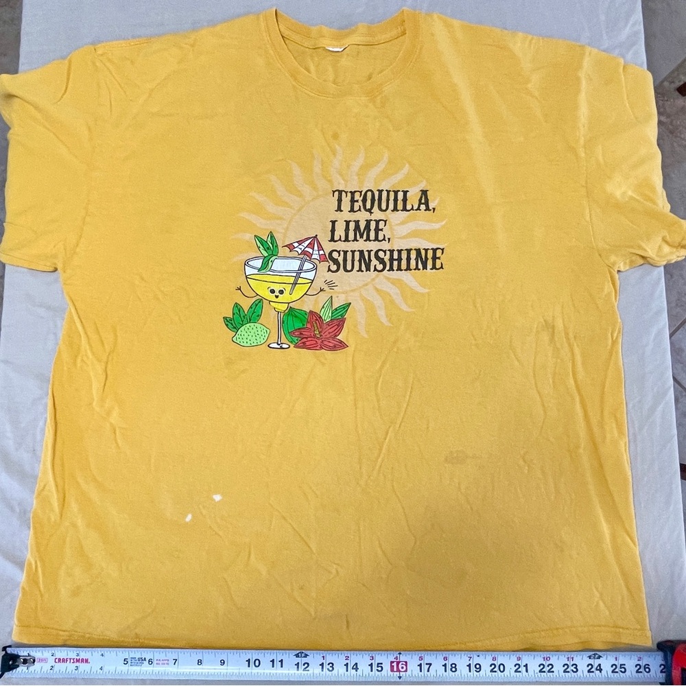 Women’s XL Yellow Graphic Print Cotton Crew Neck T-Shirt Short Sleeve